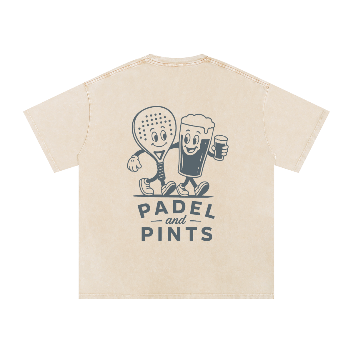 Padel and Pints Snow Washed Oversized Cotton T-Shirt Apricot
